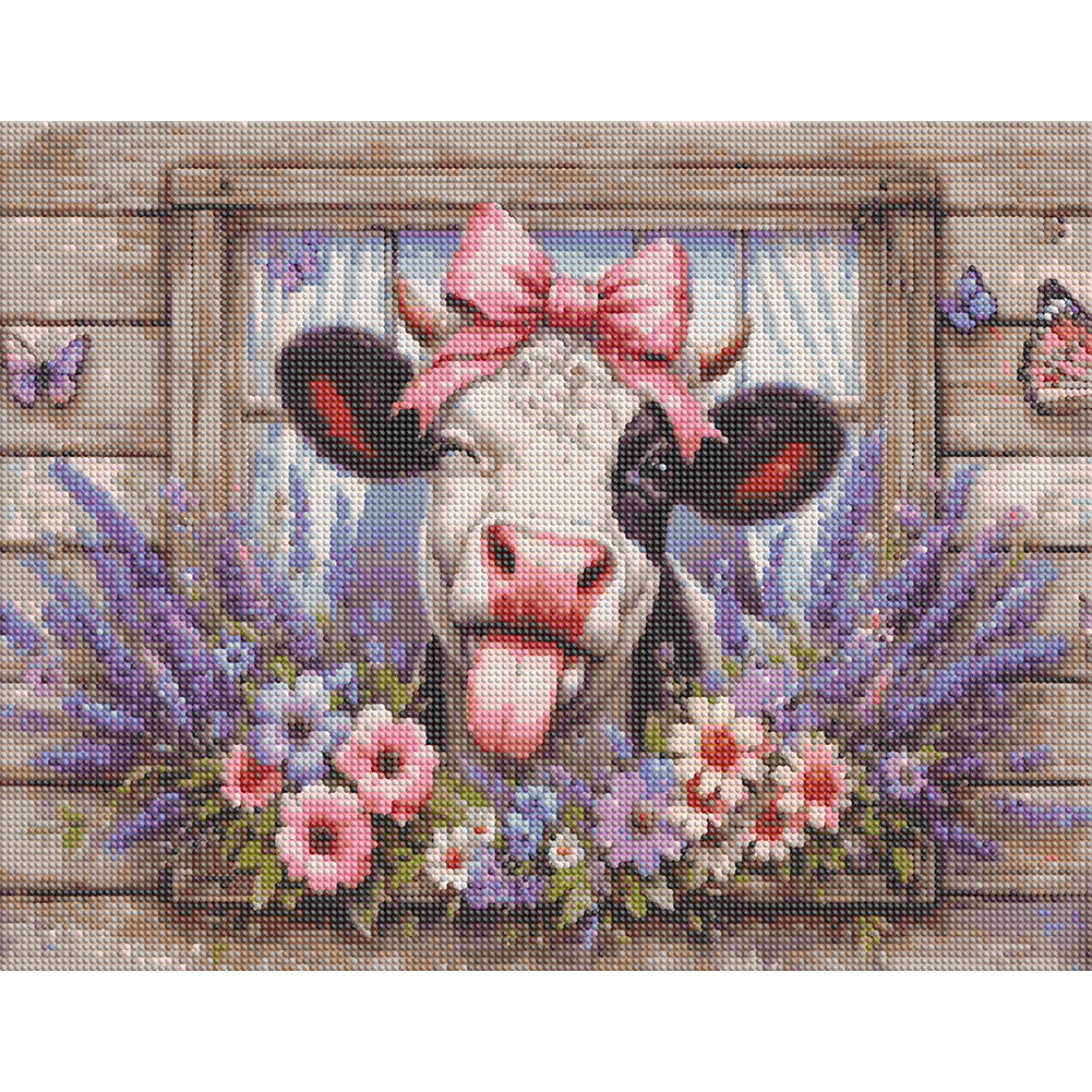 Retro Farm Cow - Full Round Drill Diamond Painting 50*40CM