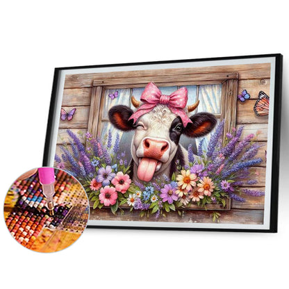 Retro Farm Cow - Full Round Drill Diamond Painting 50*40CM