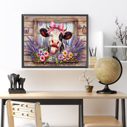 Retro Farm Cow - Full Round Drill Diamond Painting 50*40CM