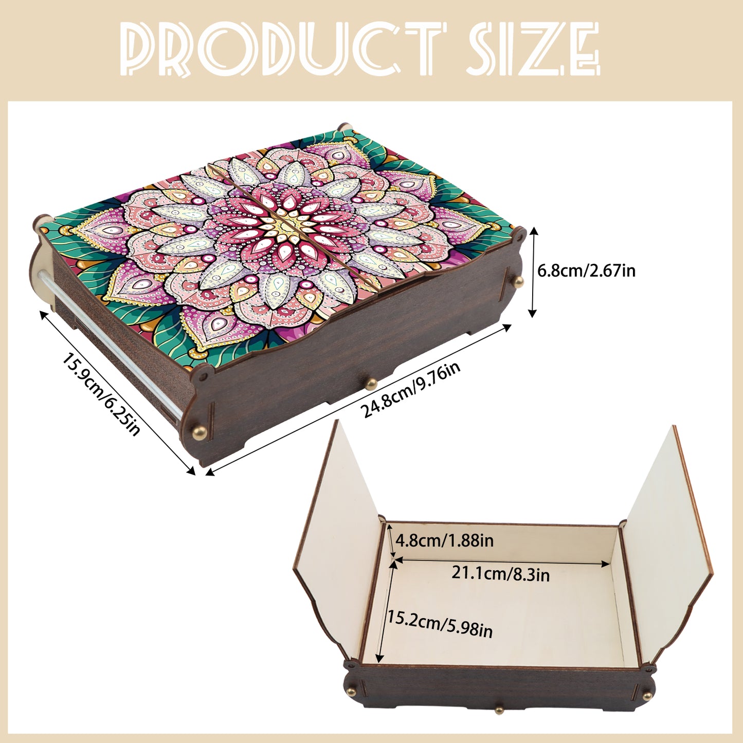 Diamond Painting Storage Box DIY 5D Diamond Painting Jewelry Box for Women Girls
