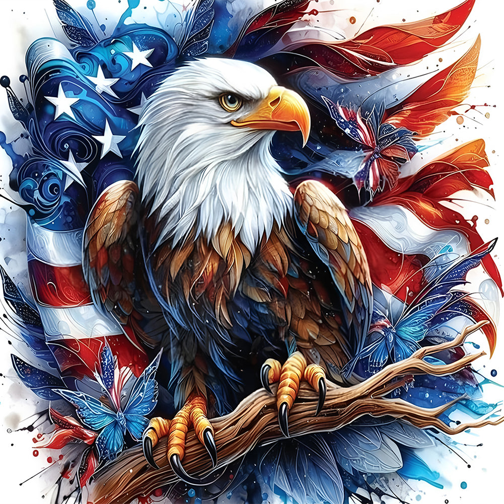American Flag Eagle Animal - Full Round Drill Diamond Painting 30*30CM