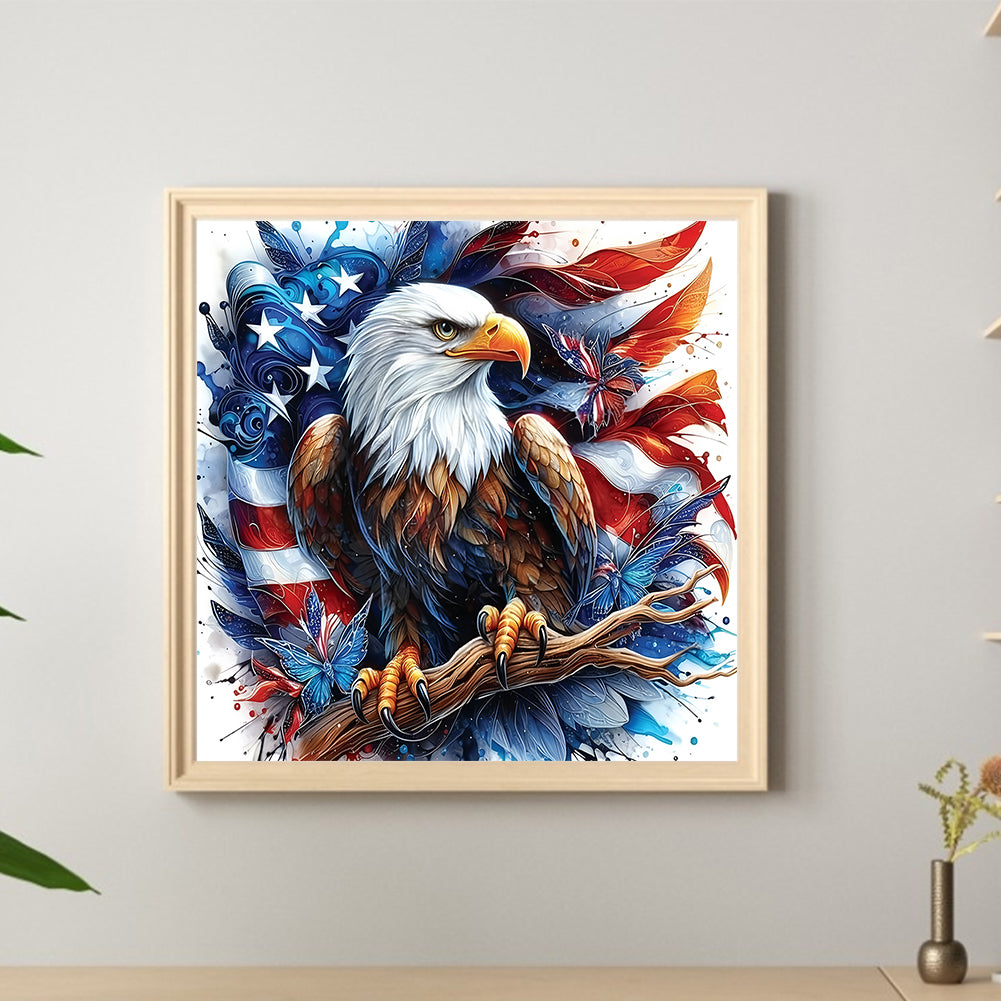American Flag Eagle Animal - Full Round Drill Diamond Painting 30*30CM