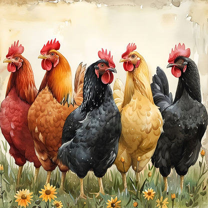 Chicken Animal - Full Round Drill Diamond Painting 30*30CM