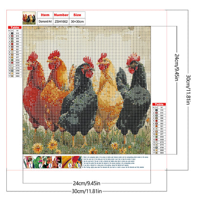 Chicken Animal - Full Round Drill Diamond Painting 30*30CM