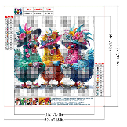 Funny Chicken Animals - Full Round Drill Diamond Painting 30*30CM