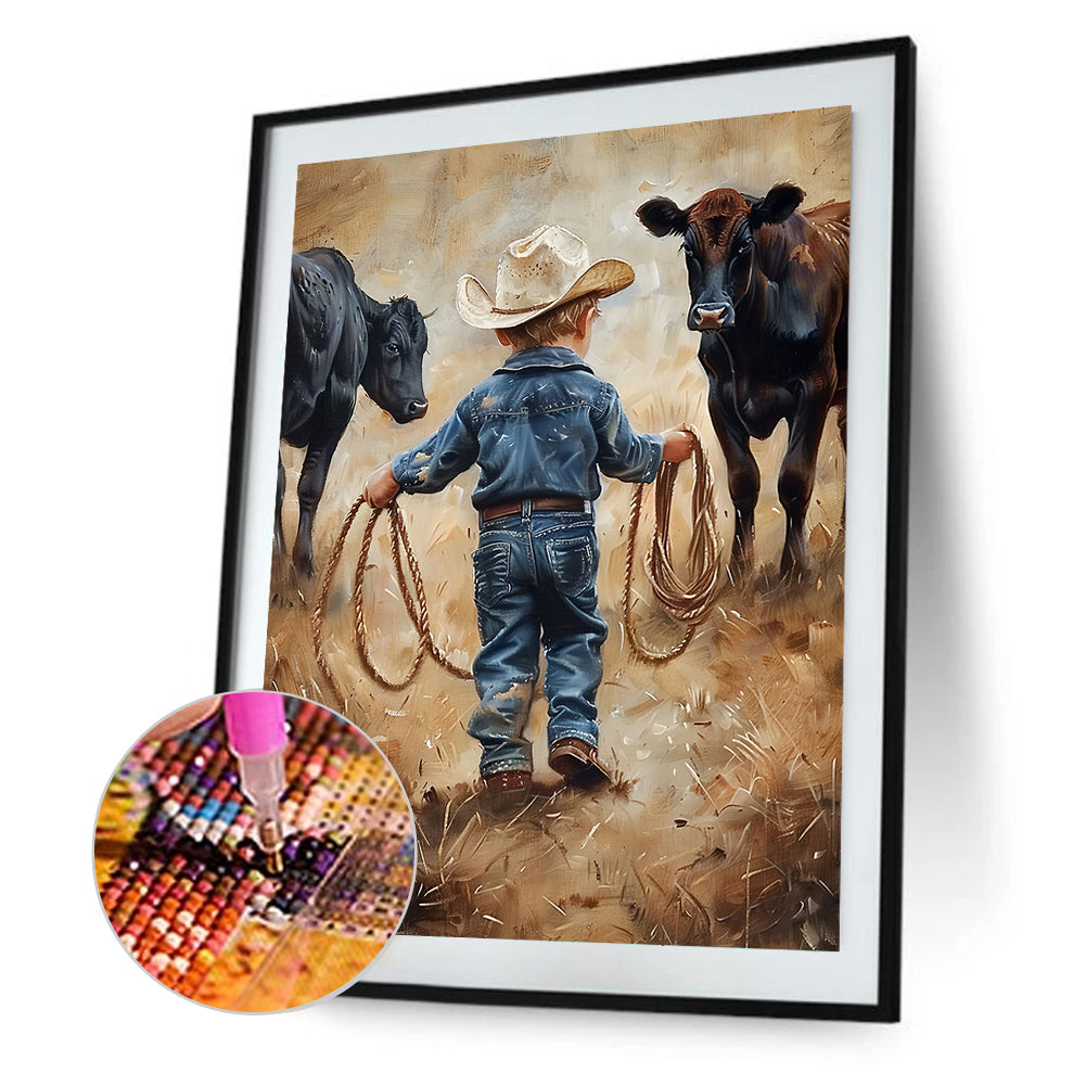 Cowboy Kid - Full Round Drill Diamond Painting 30*40CM