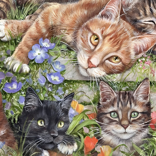 Three Cats - Full Round Drill Diamond Painting 40*40CM