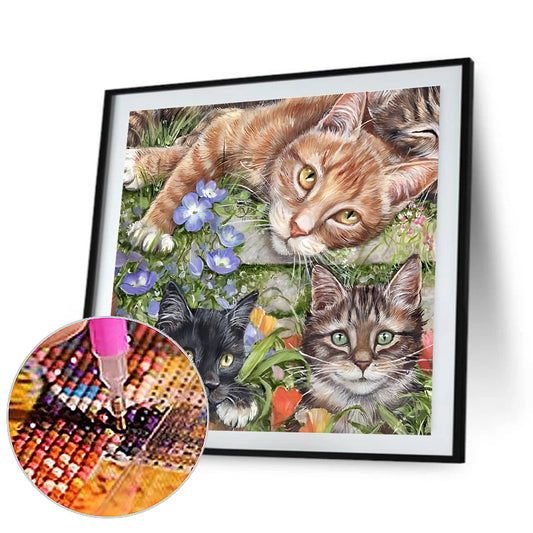 Three Cats - Full Round Drill Diamond Painting 40*40CM