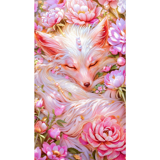 Fox In The Flowers - Full AB Round Drill Diamond Painting 40*70CM