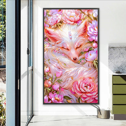 Fox In The Flowers - Full AB Round Drill Diamond Painting 40*70CM