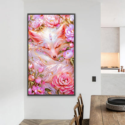 Fox In The Flowers - Full AB Round Drill Diamond Painting 40*70CM