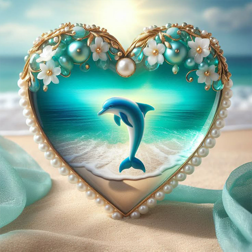 Heart-Shaped Beach Scenery - 11CT Stamped Cross Stitch 40*50CM