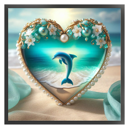 Heart-Shaped Beach Scenery - 11CT Stamped Cross Stitch 40*50CM