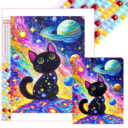 Starry Sky Black Cat - Full Square Drill Diamond Painting 45*60CM