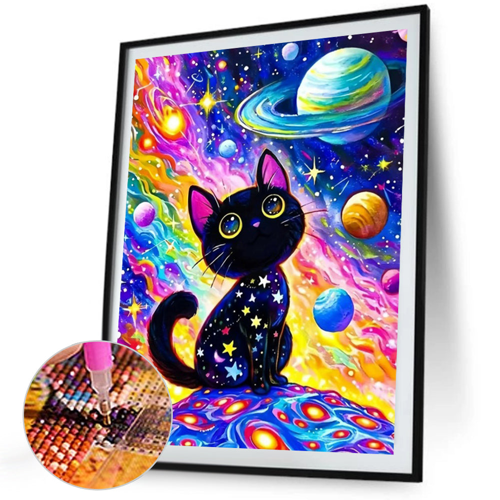 Starry Sky Black Cat - Full Square Drill Diamond Painting 45*60CM