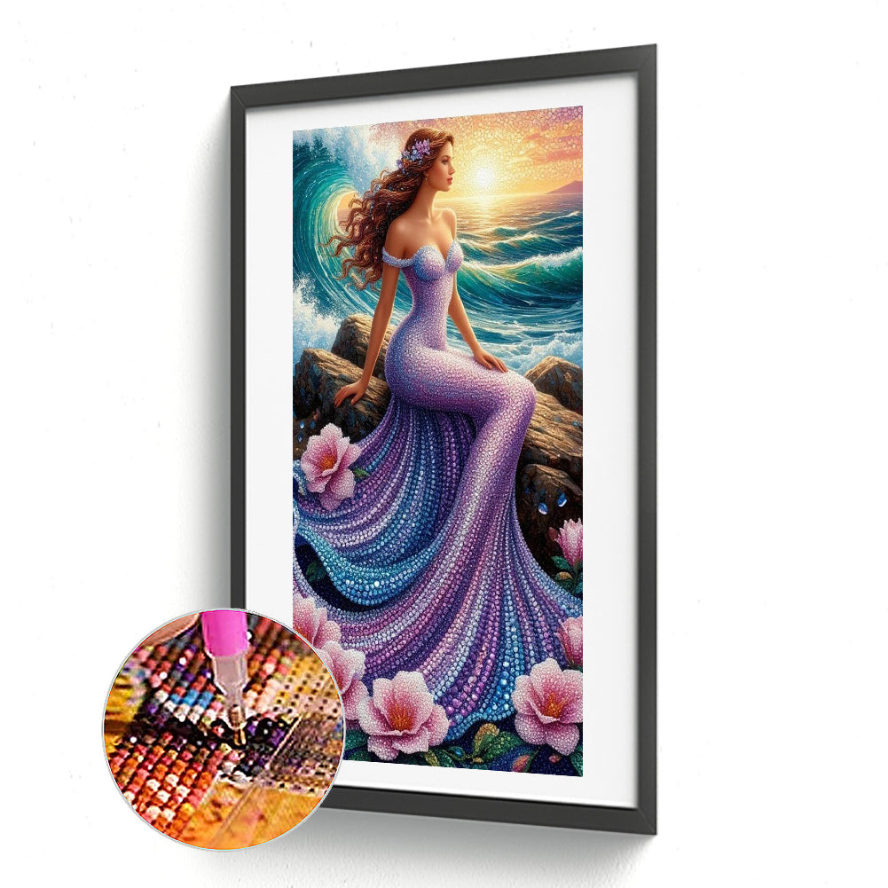 Mermaid Girl - Full Round Drill Diamond Painting 40*80CM