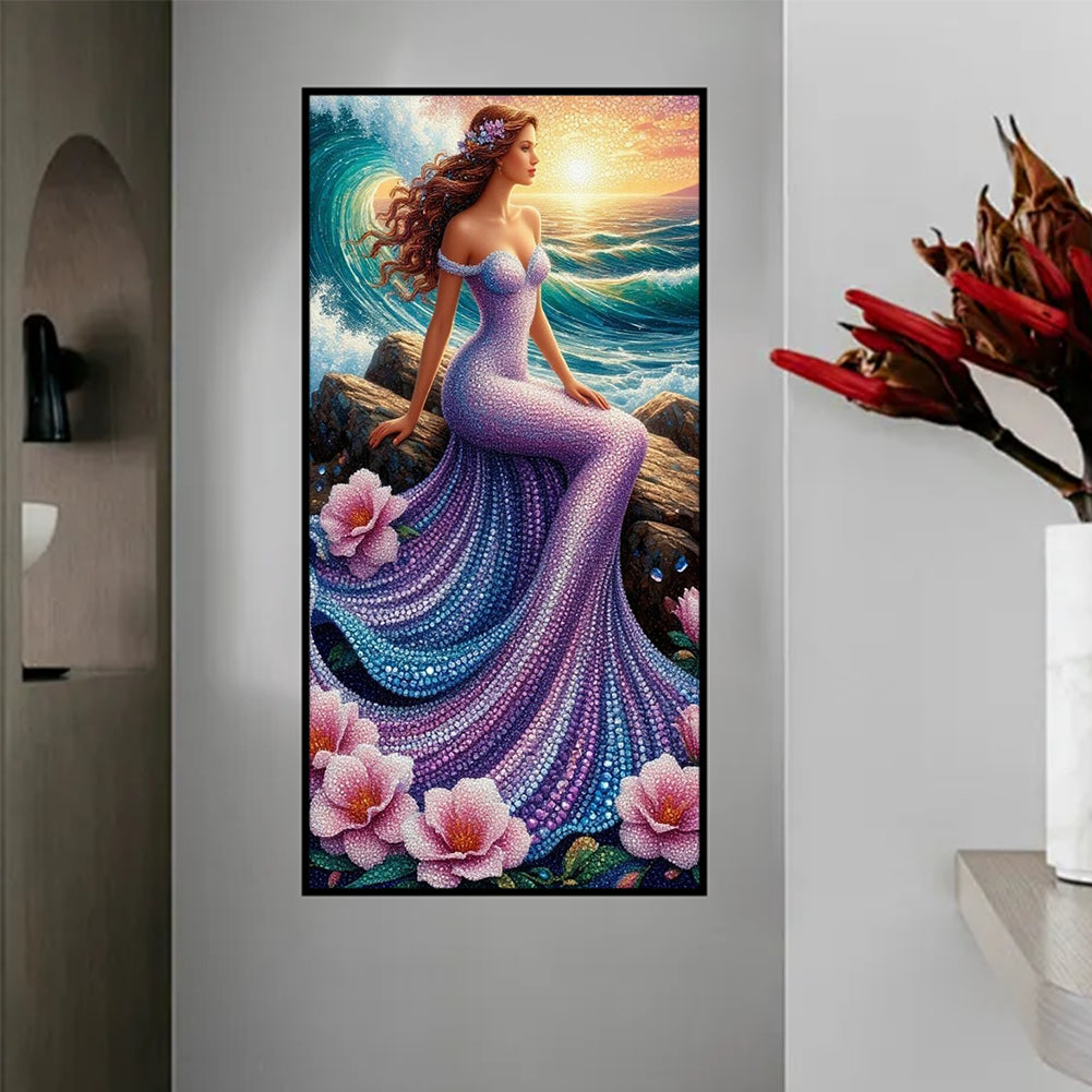 Mermaid Girl - Full Round Drill Diamond Painting 40*80CM
