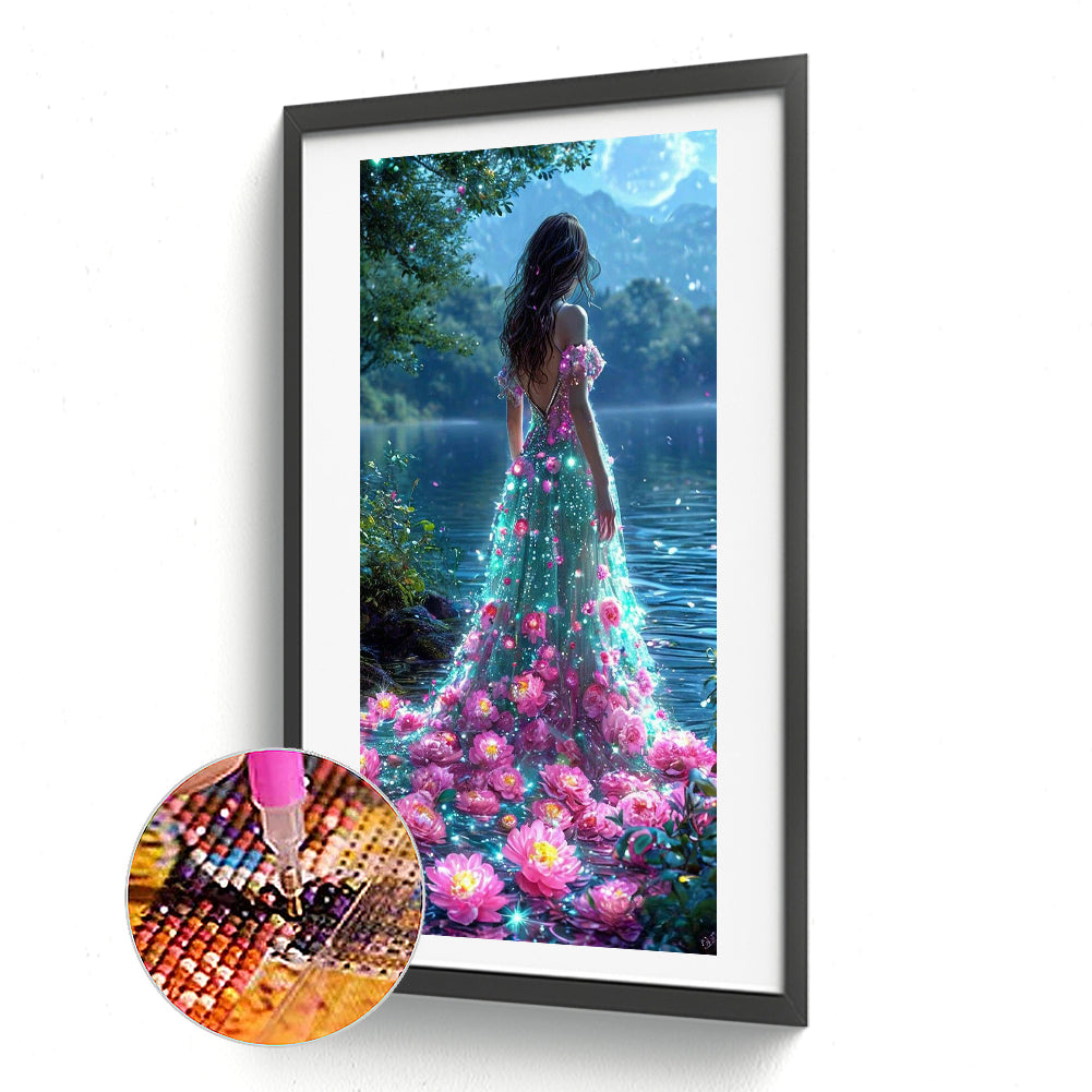Girl Glowing Back - Full Round Drill Diamond Painting 40*80CM