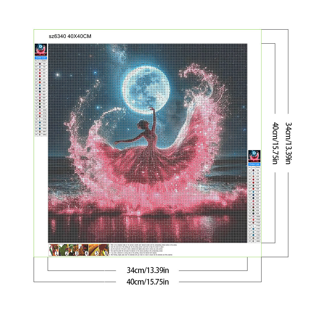 Dancing Girl In The Moon - Full Round Drill Diamond Painting 40*40CM