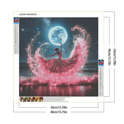 Dancing Girl In The Moon - Full Round Drill Diamond Painting 40*40CM