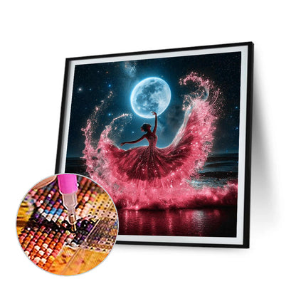 Dancing Girl In The Moon - Full Round Drill Diamond Painting 40*40CM