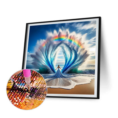 Girl With Water Wave Back - Full Round Drill Diamond Painting 40*40CM