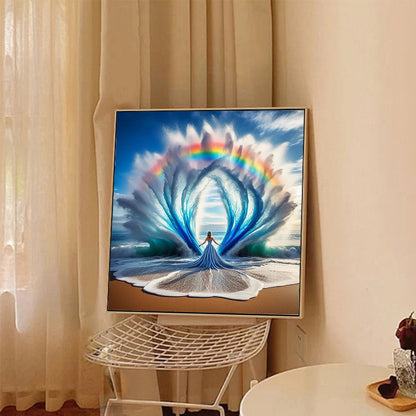 Girl With Water Wave Back - Full Round Drill Diamond Painting 40*40CM