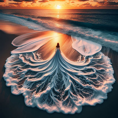 Girl In The Waves - Full Round Drill Diamond Painting 40*40CM