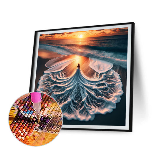 Wave Girl - Full Round Drill Diamond Painting 40*40CM