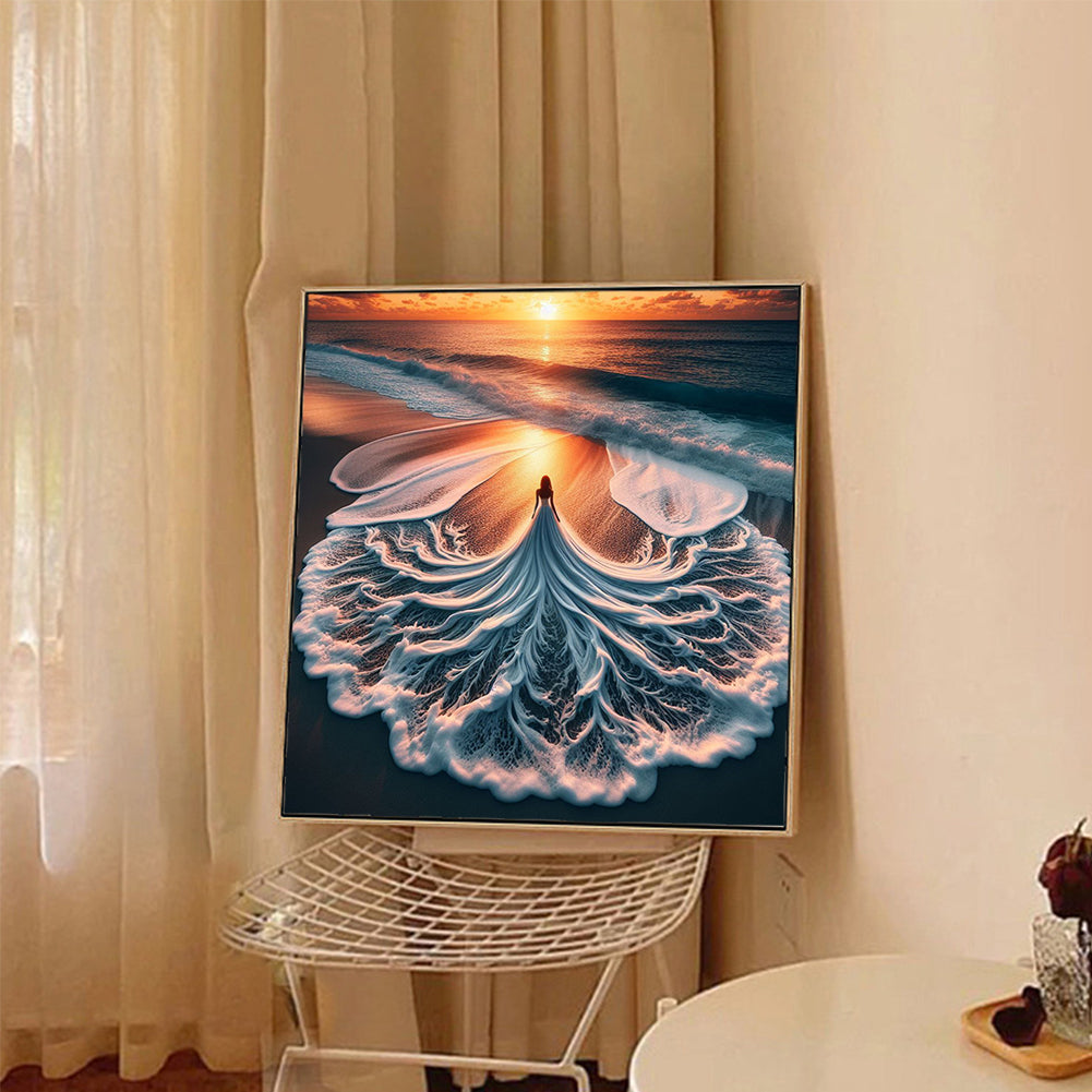 Girl In The Waves - Full Round Drill Diamond Painting 40*40CM