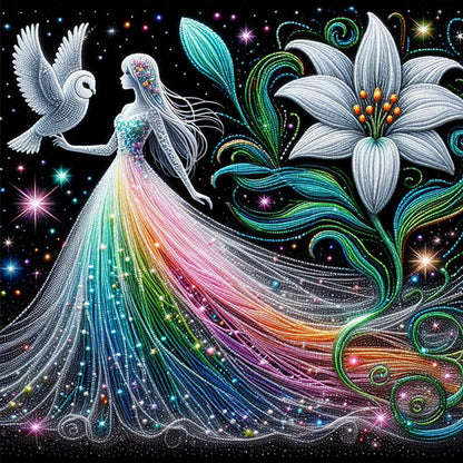 Girl And Flower - Full Round Drill Diamond Painting 40*40CM