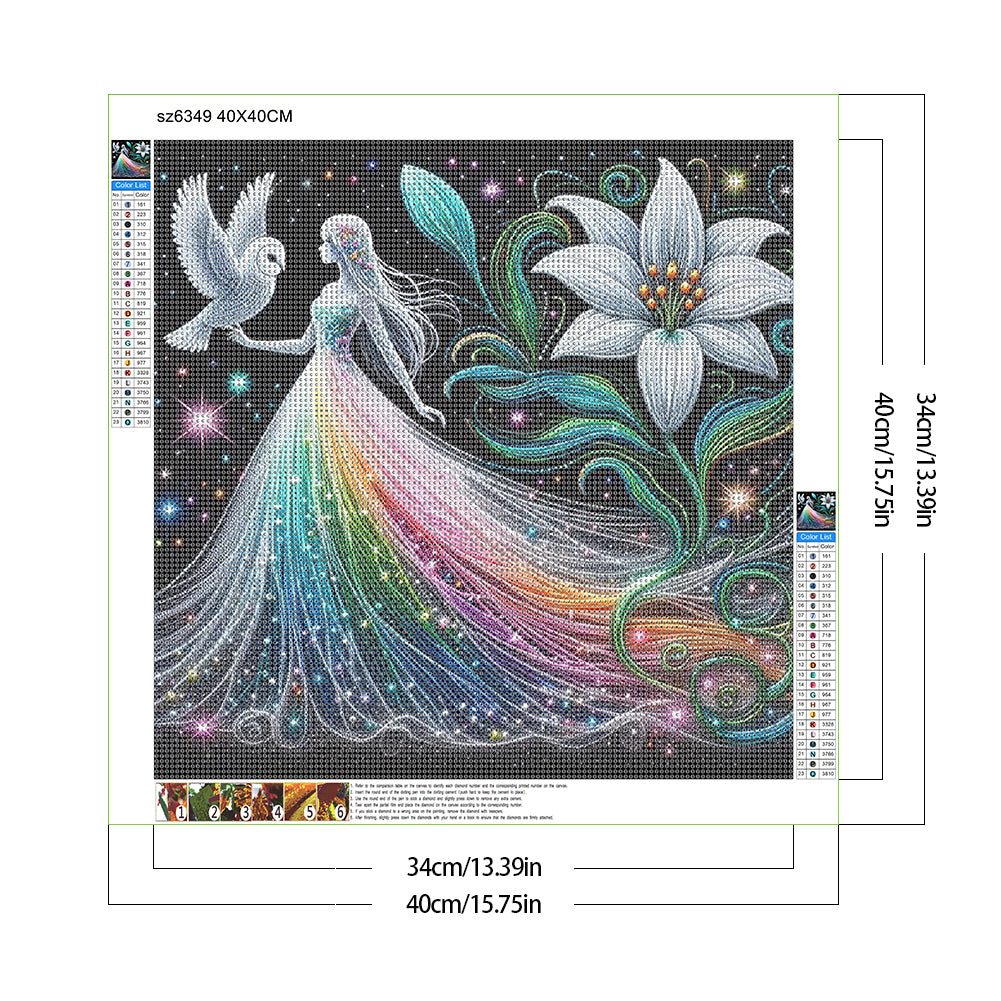 Girl And Flower - Full Round Drill Diamond Painting 40*40CM