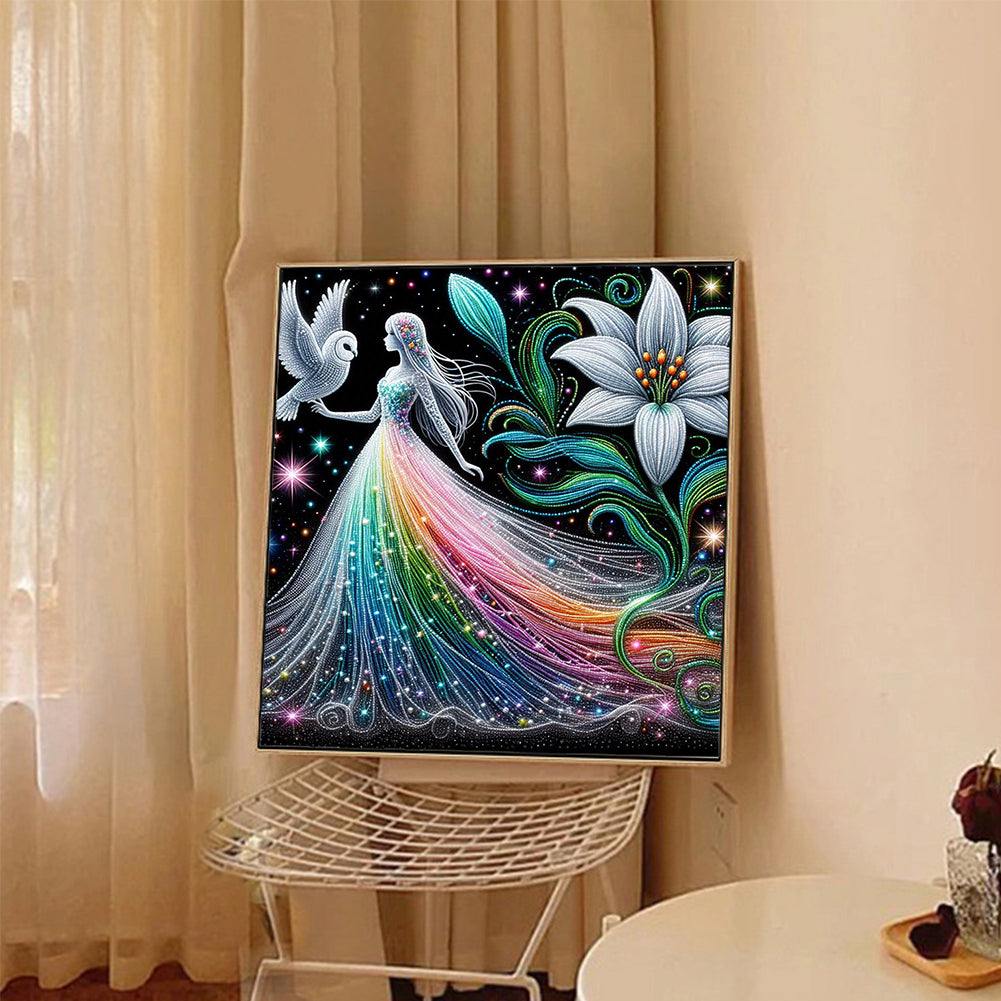 Girl And Flower - Full Round Drill Diamond Painting 40*40CM