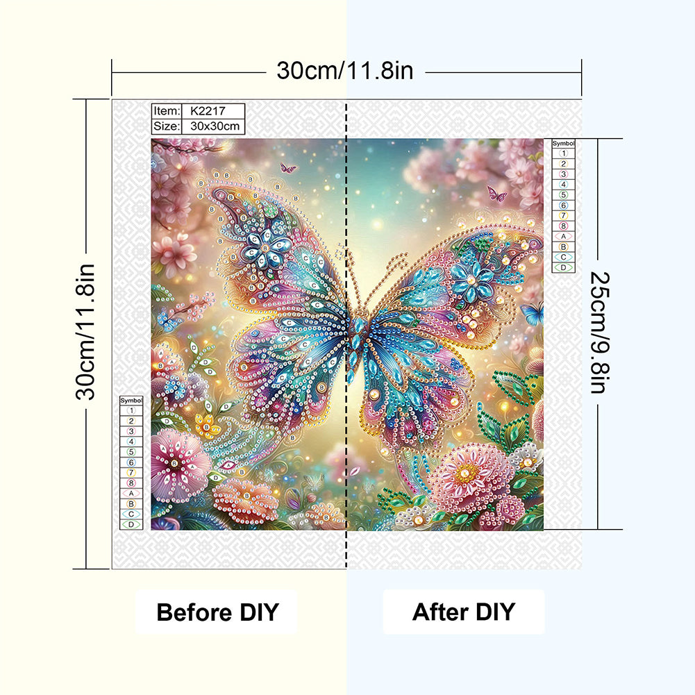 Butterfly - Special Shaped Drill Diamond Painting 30*30CM