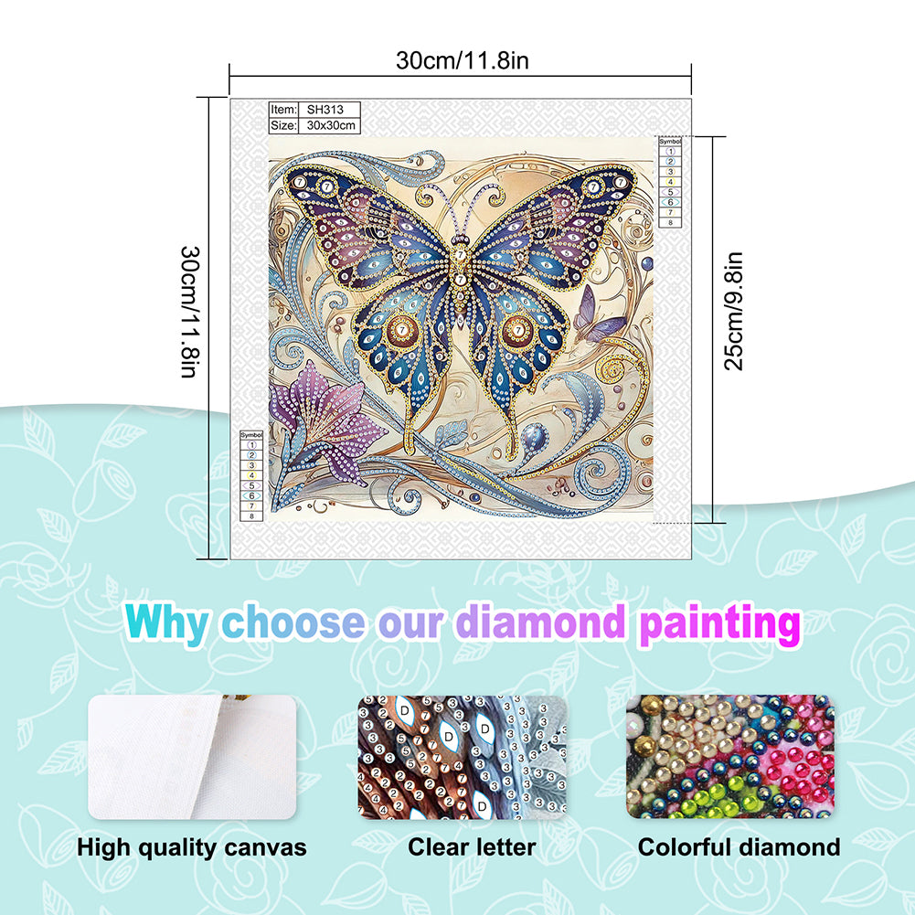 Butterfly - Special Shaped Drill Diamond Painting 30*30CM