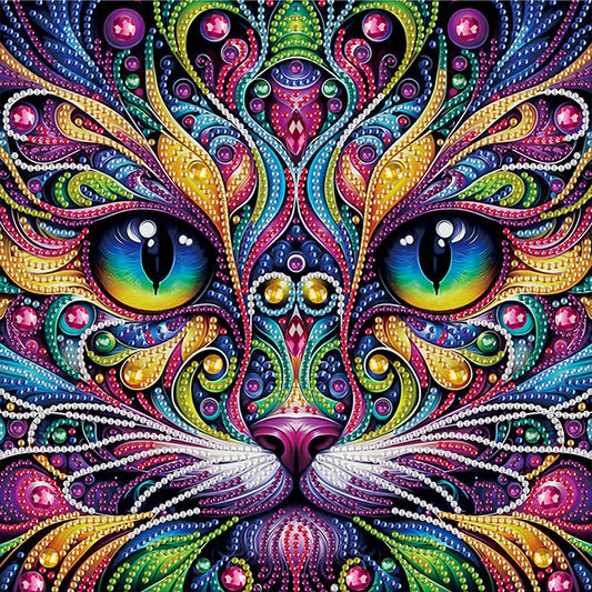 Colorful Cat - Special Shaped Drill Diamond Painting 30*30CM