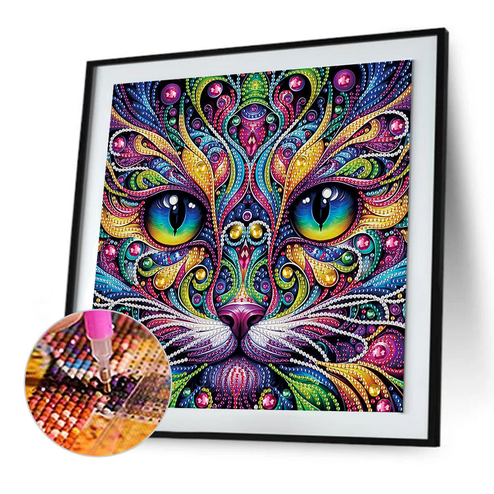 Colorful Cat - Special Shaped Drill Diamond Painting 30*30CM