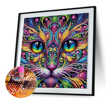 Colorful Cat - Special Shaped Drill Diamond Painting 30*30CM