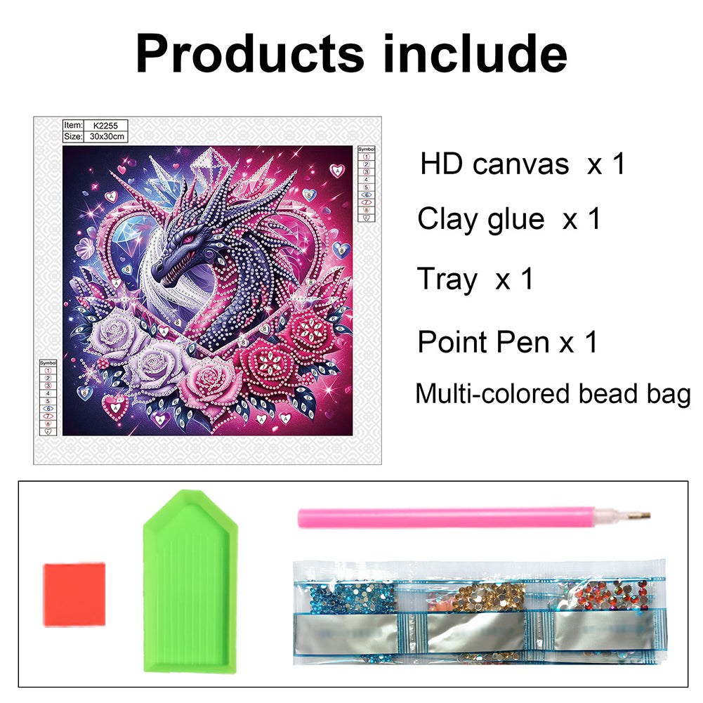 Rose Dragon - Special Shaped Drill Diamond Painting 30*30CM