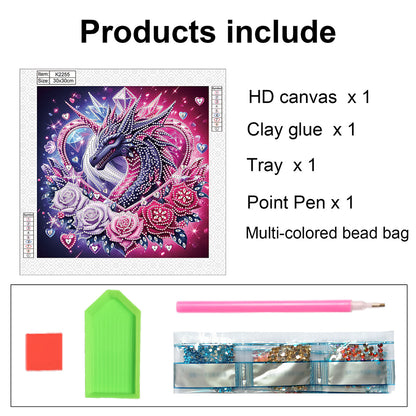 Rose Dragon - Special Shaped Drill Diamond Painting 30*30CM
