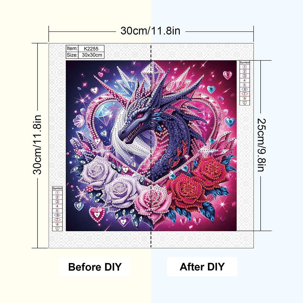Rose Dragon - Special Shaped Drill Diamond Painting 30*30CM