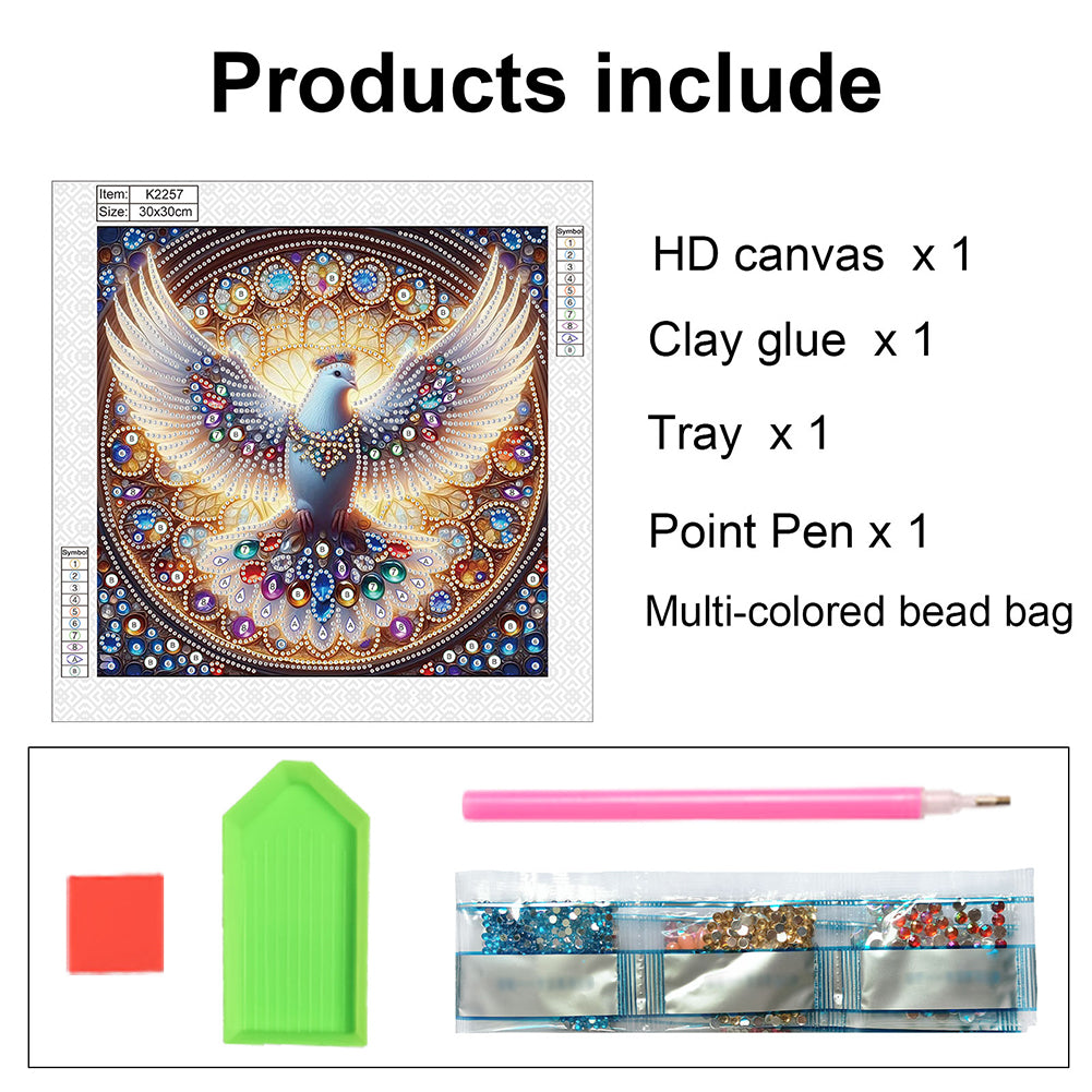 Colorful Pigeon - Special Shaped Drill Diamond Painting 30*30CM