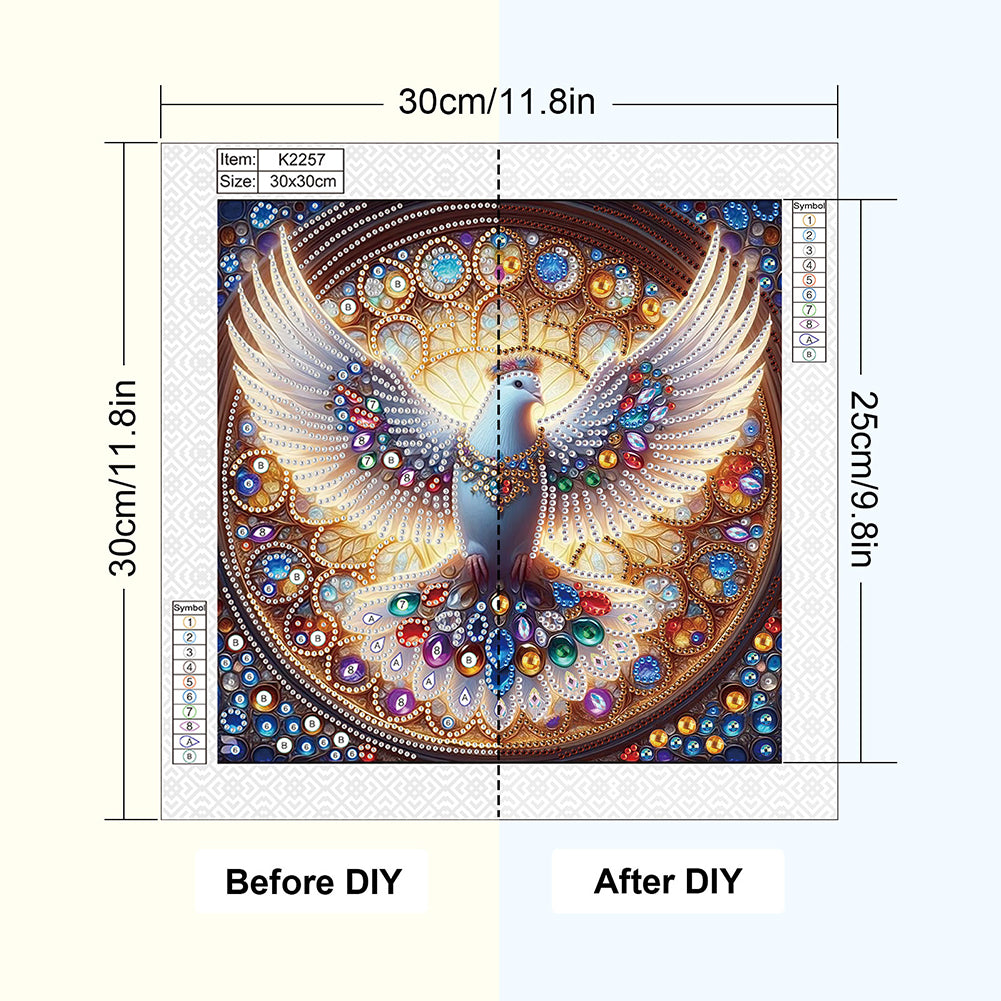 Colorful Pigeon - Special Shaped Drill Diamond Painting 30*30CM