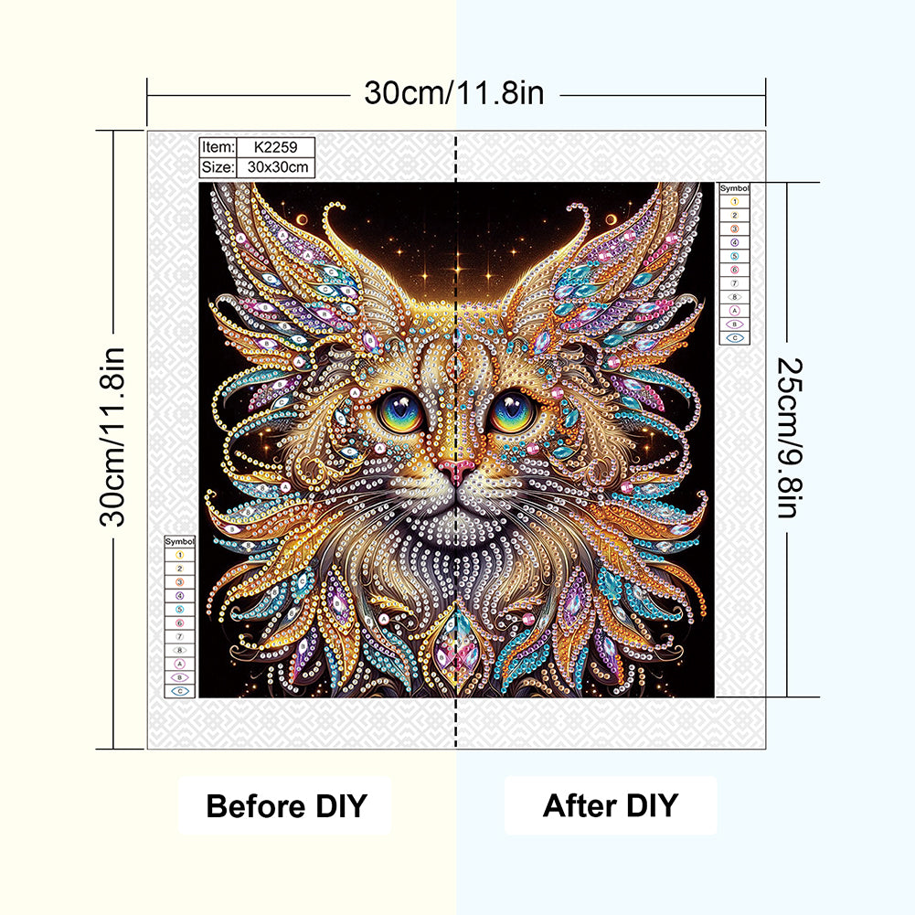 Colorful Cat - Special Shaped Drill Diamond Painting 30*30CM