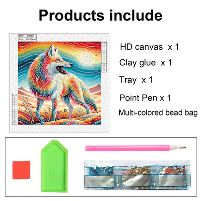 Colorful Wolf - Special Shaped Drill Diamond Painting 30*30CM