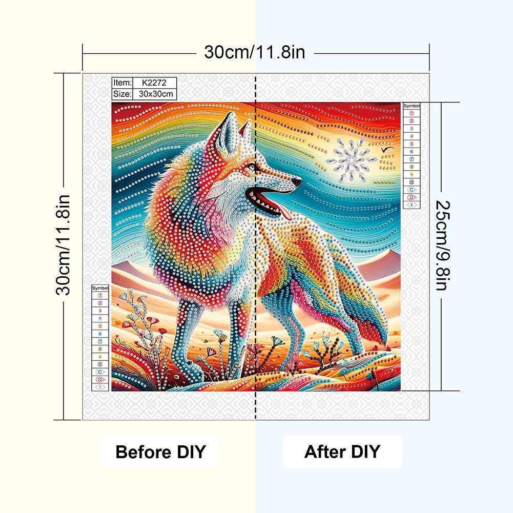 Colorful Wolf - Special Shaped Drill Diamond Painting 30*30CM