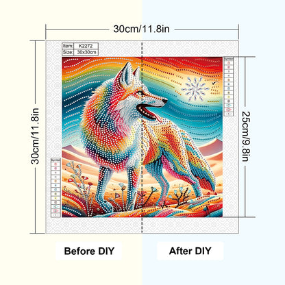 Colorful Wolf - Special Shaped Drill Diamond Painting 30*30CM