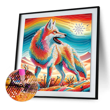 Colorful Wolf - Special Shaped Drill Diamond Painting 30*30CM