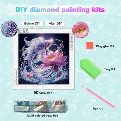 Purple Light Fish - Special Shaped Drill Diamond Painting 30*30CM