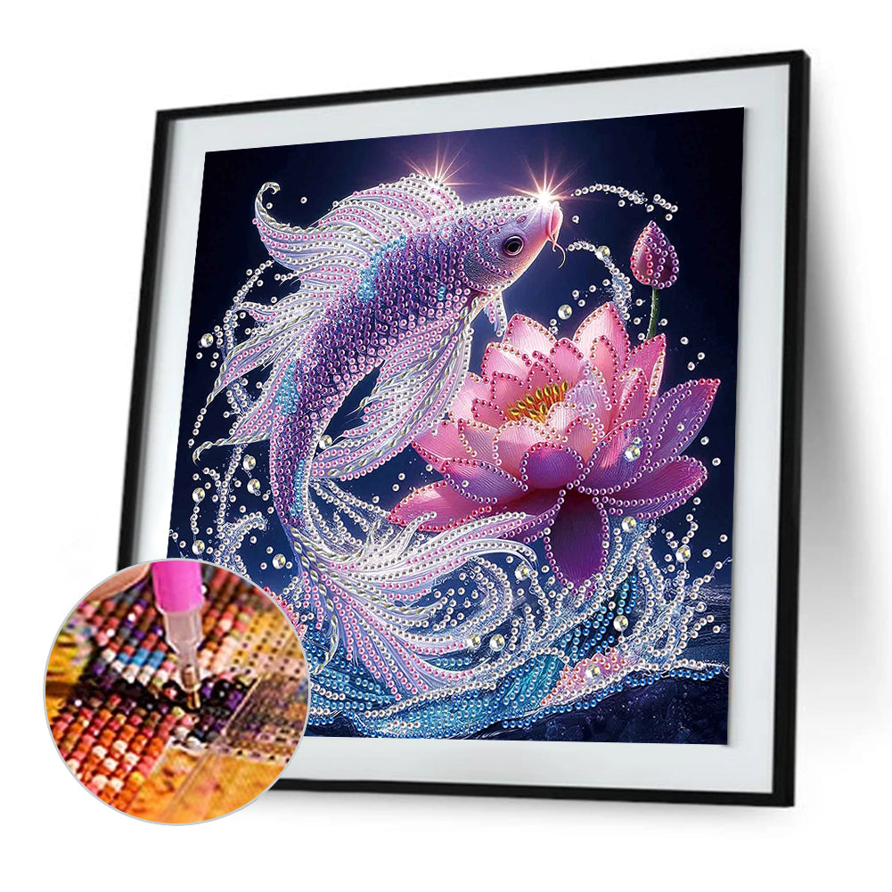 Purple Light Fish - Special Shaped Drill Diamond Painting 30*30CM